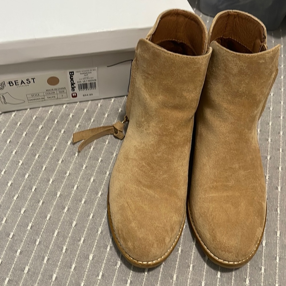 Tan suede booties